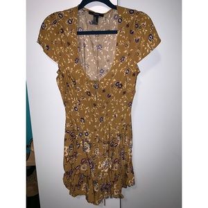 Mustard Floral Zip-Up Romper